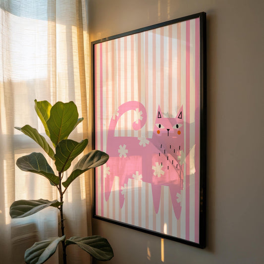 Pink Cat - Cat Lover Print - Digital Download