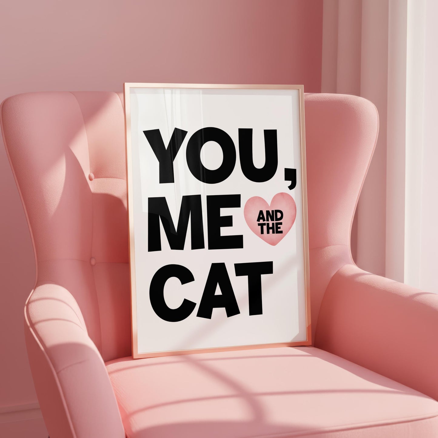 You, Me & The Cat - Cat Lover Print - Home Print