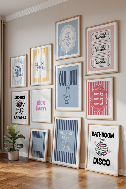 Funny Bathroom Print Bundle | 11 Bathroom Wall Art Prints | Bathroom Decor Set | Pink Blue Neutral Bathroom Prints | Instant Download