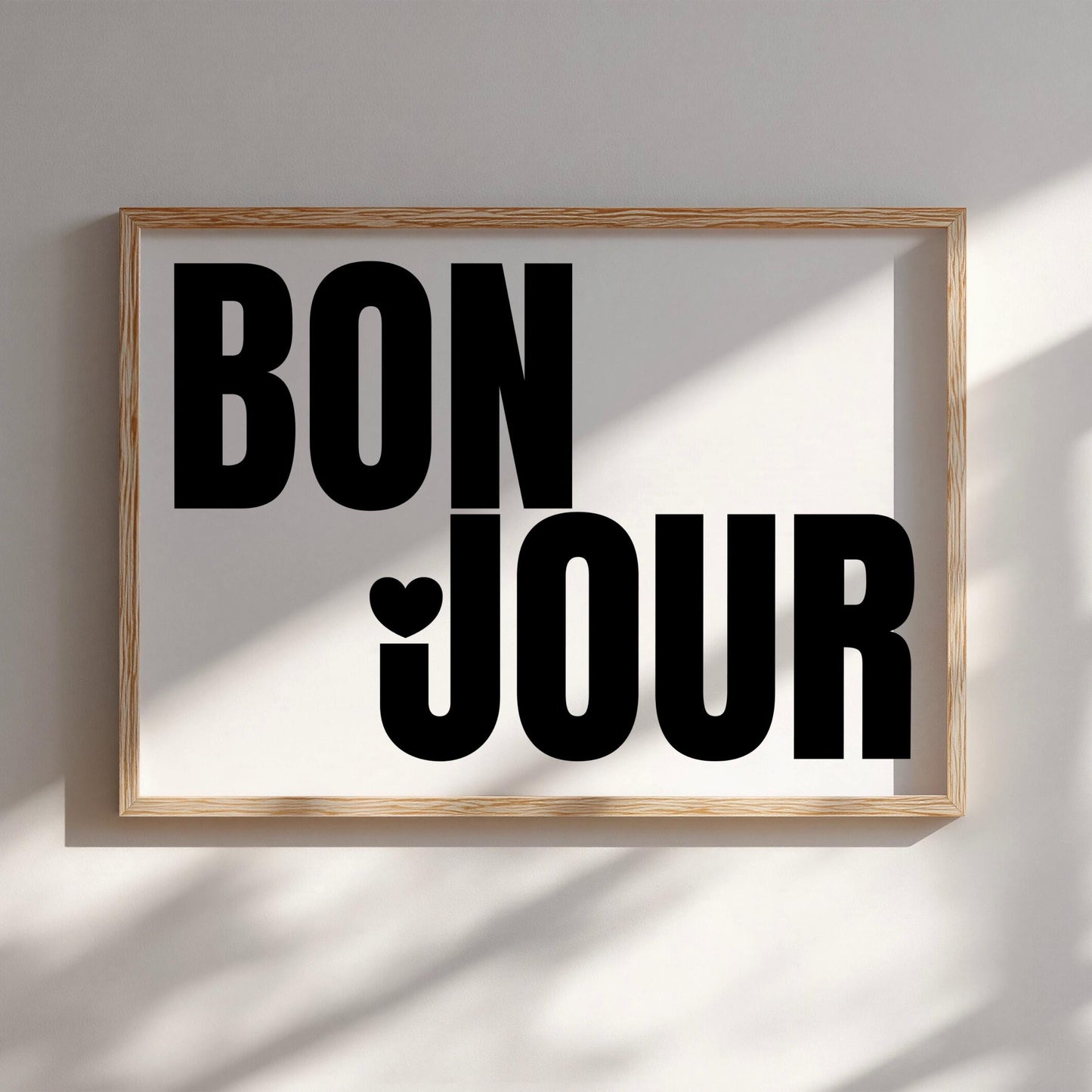 Bonjour | Hello French Print | Black and White Decor | Digital Download