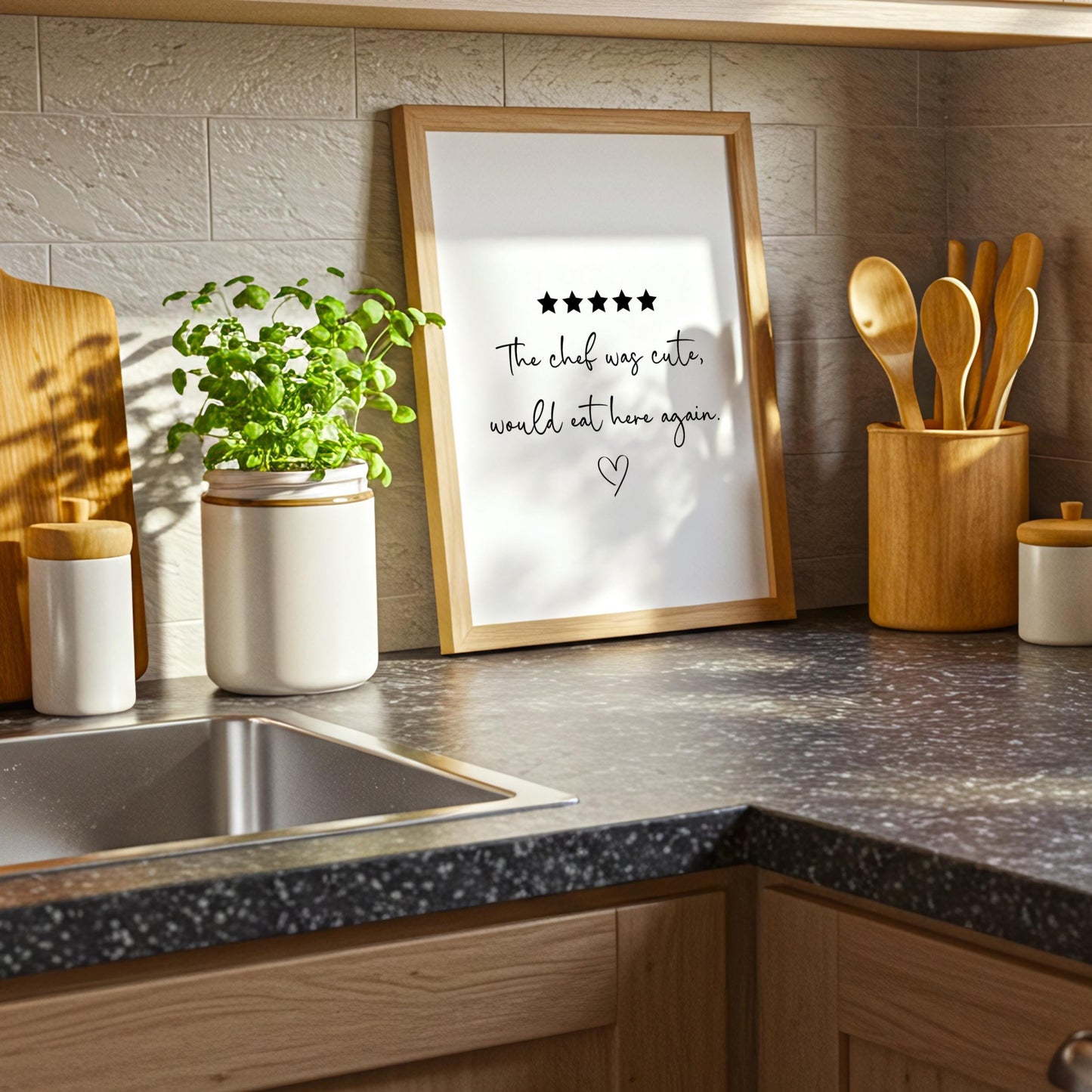 The Chef was Cute, Would Eat Here Again | Kitchen Print | Digital Download