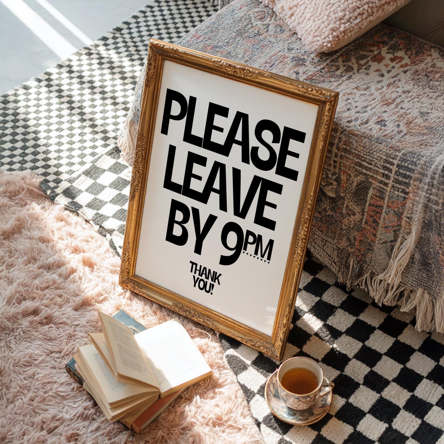Please Leave by 9pm.. Thank you! | Hallway Print | Digital Download