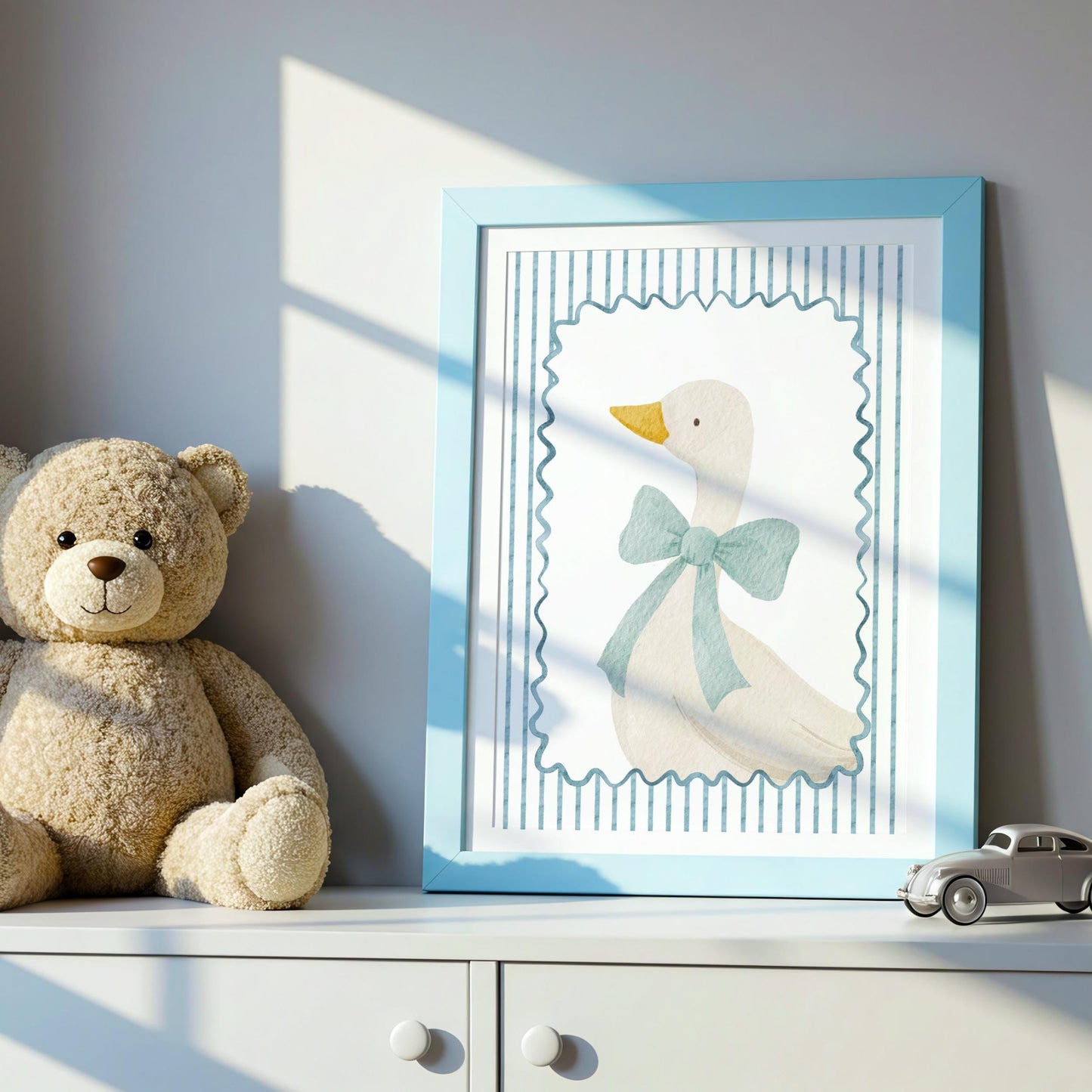 Blue Bow Goose | Nursery Print | Digital Download