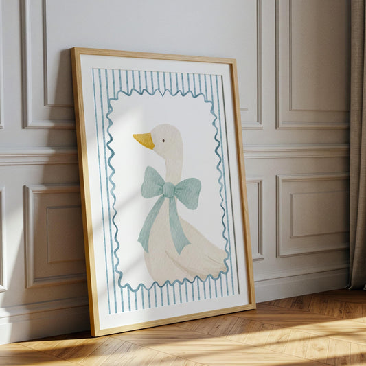 Blue Bow Goose | Nursery Print | Digital Download