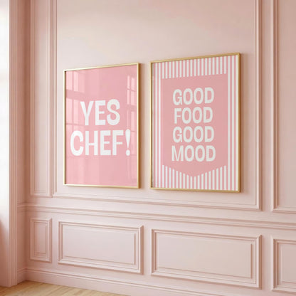Good Food Good Mood | Yes Chef! | Kitchen set of 2 Prints | Digital Download