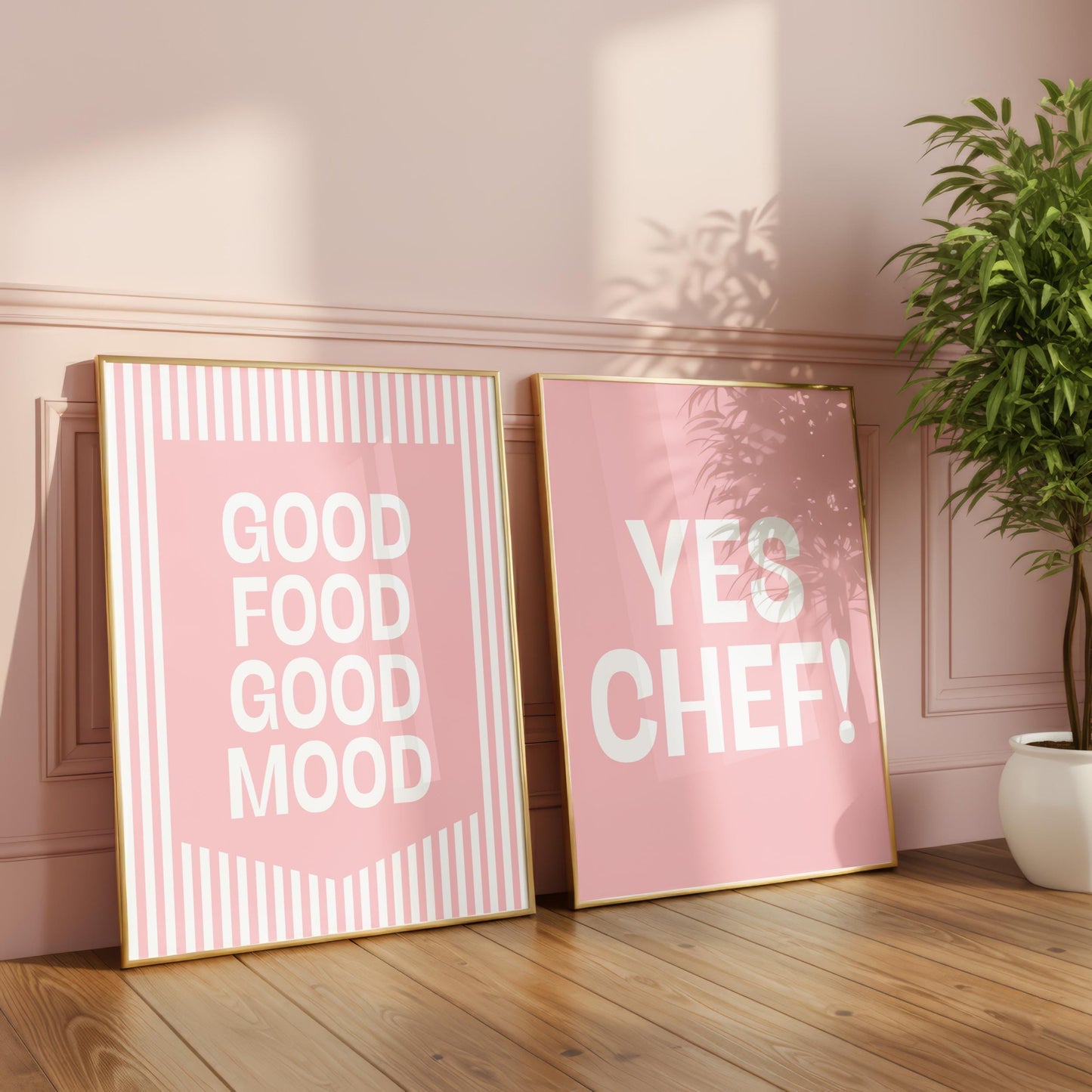Good Food Good Mood | Yes Chef! | Kitchen set of 2 Prints | Digital Download