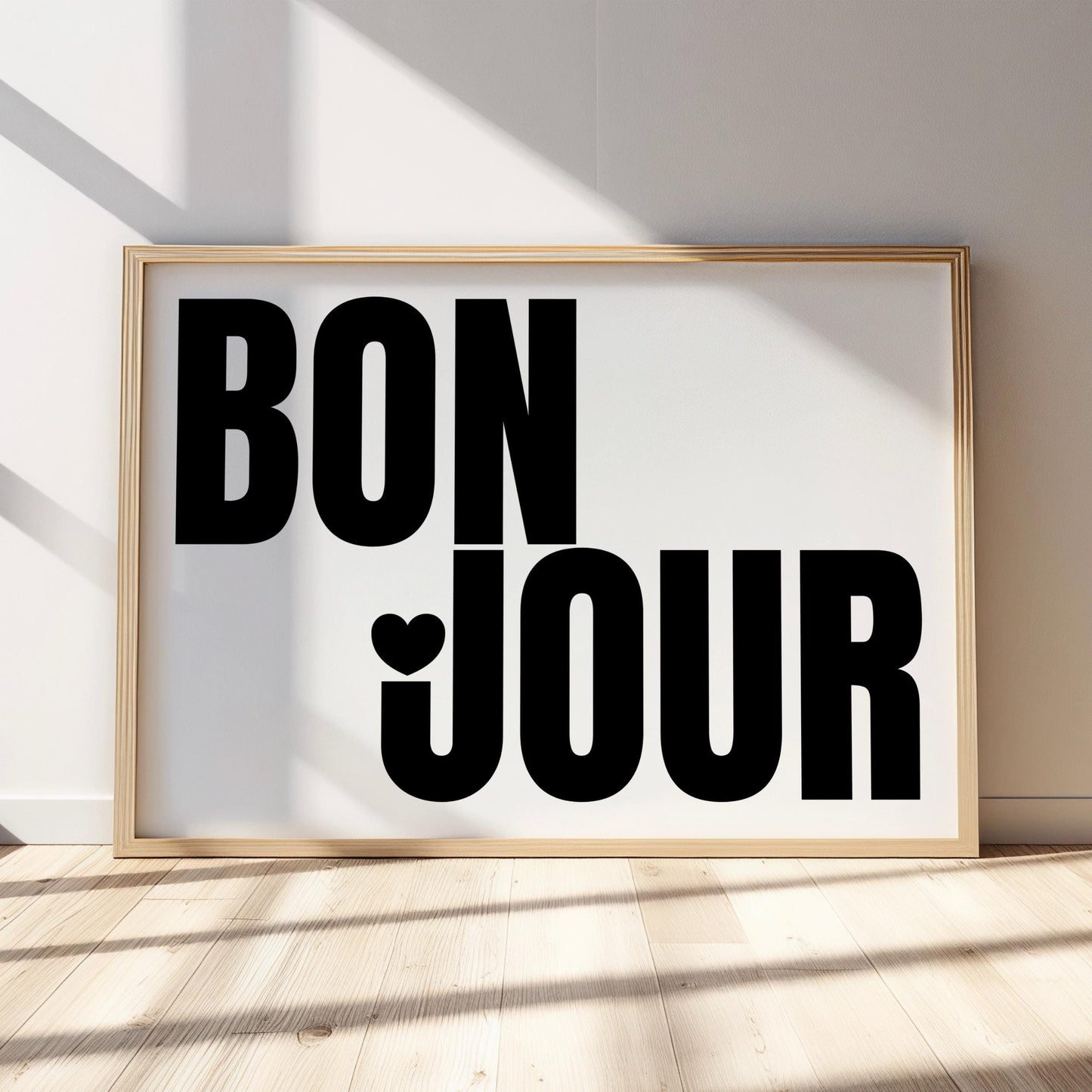 Bonjour | Hello French Print | Black and White Decor | Digital Download