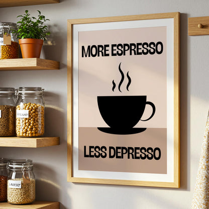 More Espresso Less Depresso | Kitchen Print | Digital Download