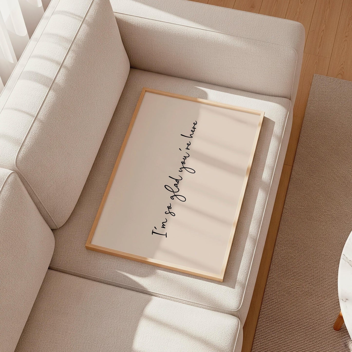 I'm So Glad You're Here | Neutral Home Decor | Minimalist Print | Digital Download