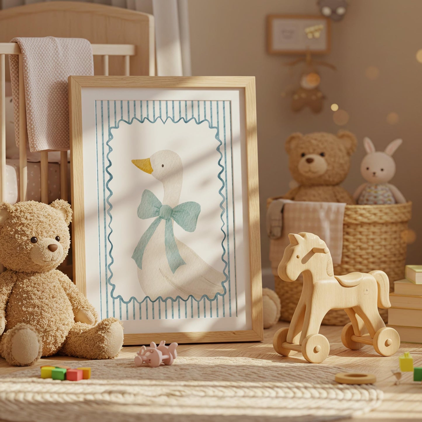 Blue Bow Goose | Nursery Print | Digital Download