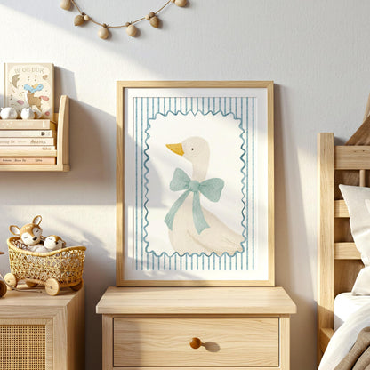 Blue Bow Goose | Nursery Print | Digital Download