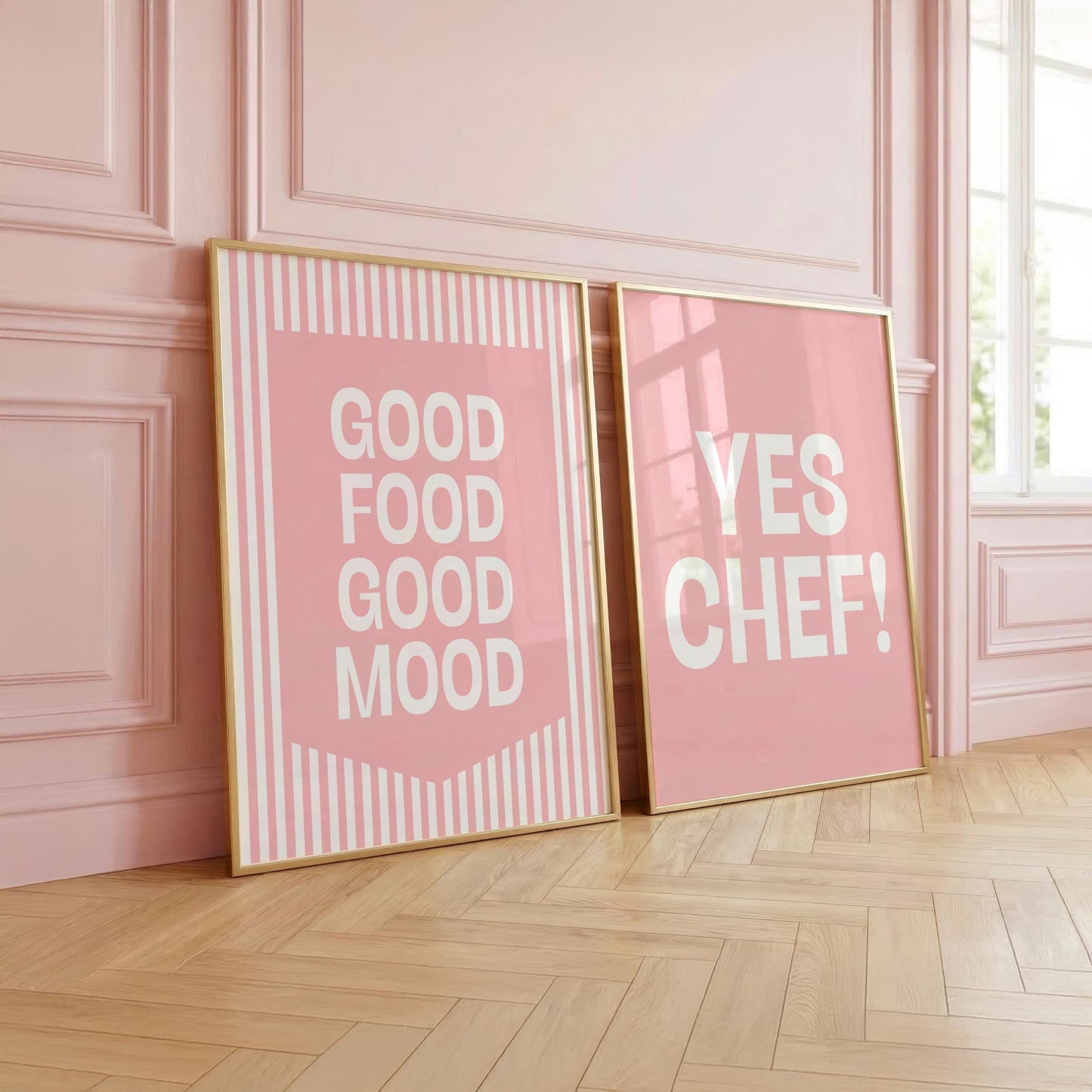 Good Food Good Mood | Yes Chef! | Kitchen set of 2 Prints | Digital Download