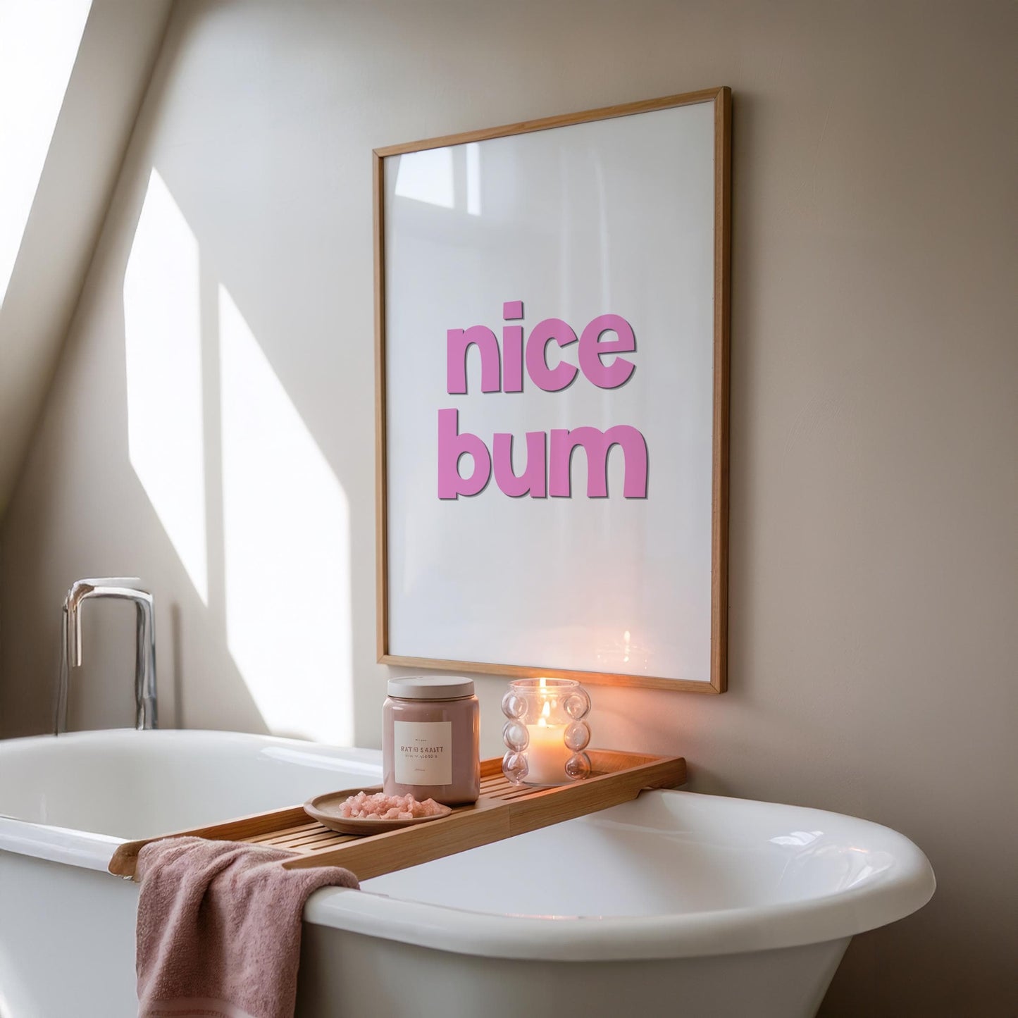 Nice Bum - Pink | Bathroom Print | Digital Download