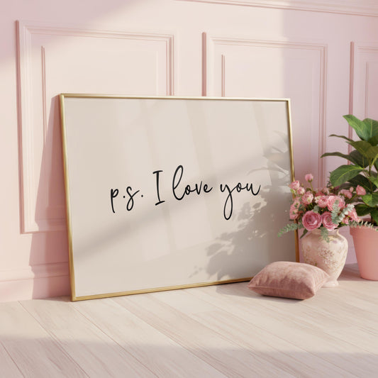 p.s. I Love You | Neutral Home Decor | Minimalist Print | Digital Download