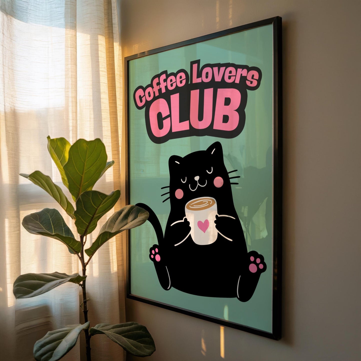 Coffee Lovers Club - Cat Lover Print - Home Print