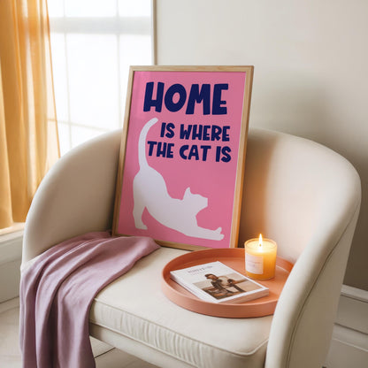 Home Is Where The Cat Is - Cat Lover Print - Home Print
