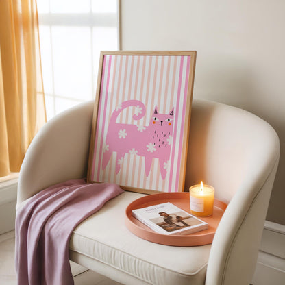 Pink Cat - Cat Lover Print - Digital Download