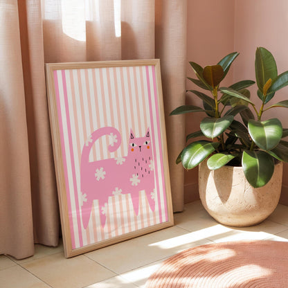 Pink Cat - Cat Lover Print - Home Print