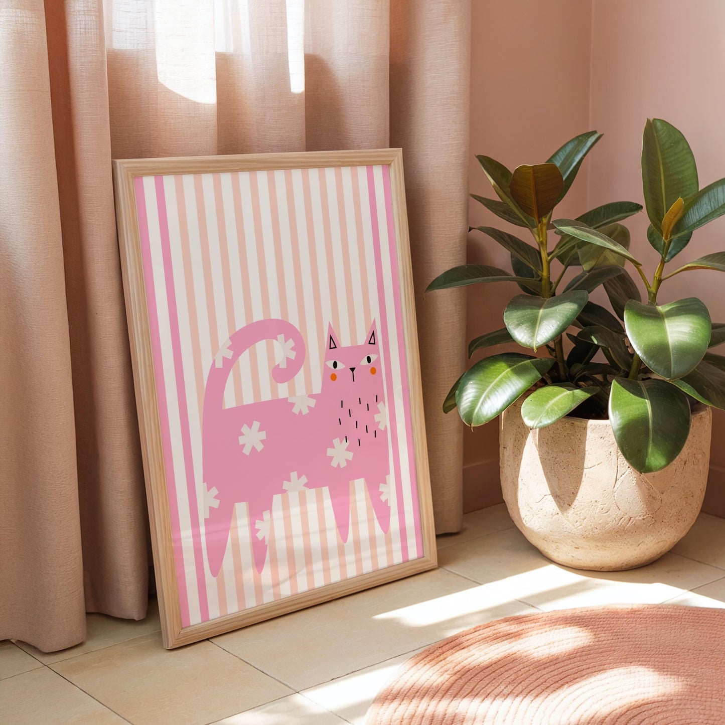Pink Cat - Cat Lover Print - Digital Download