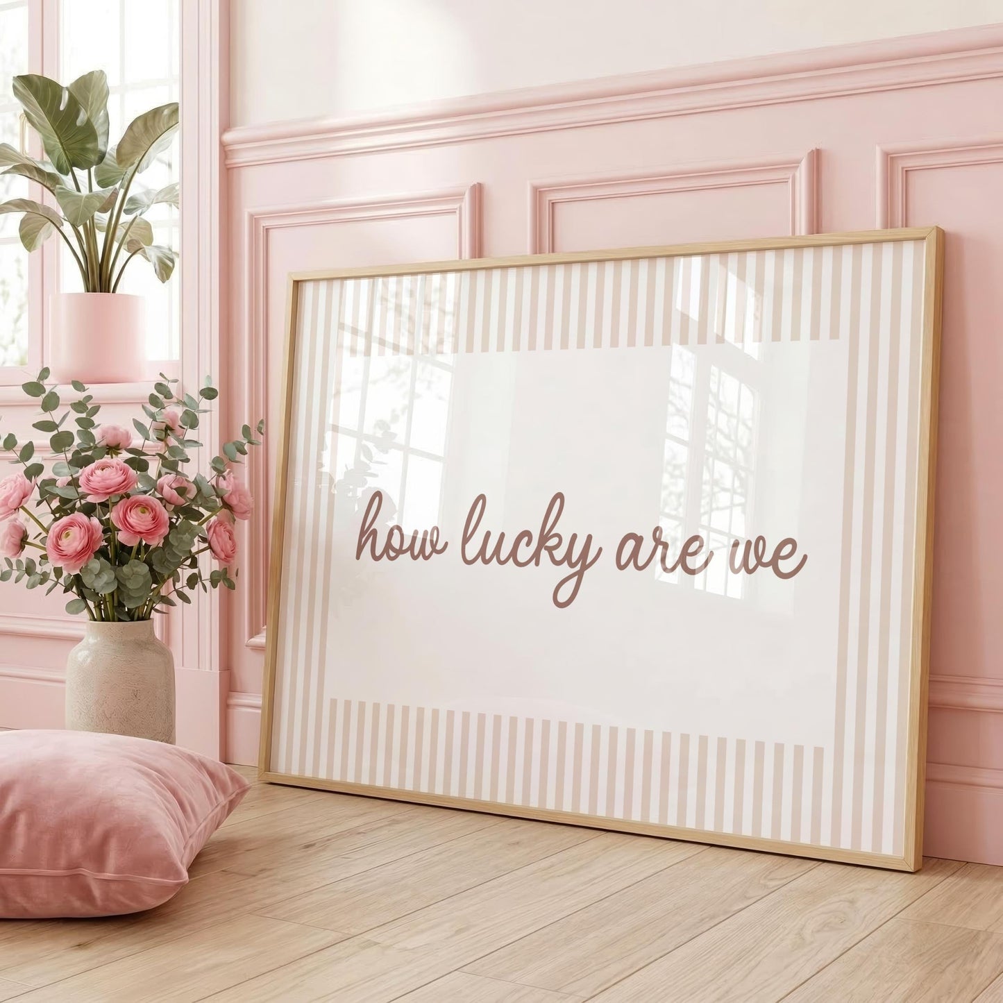 How Lucky Are We | Neutral Home Decor | Minimalist Print