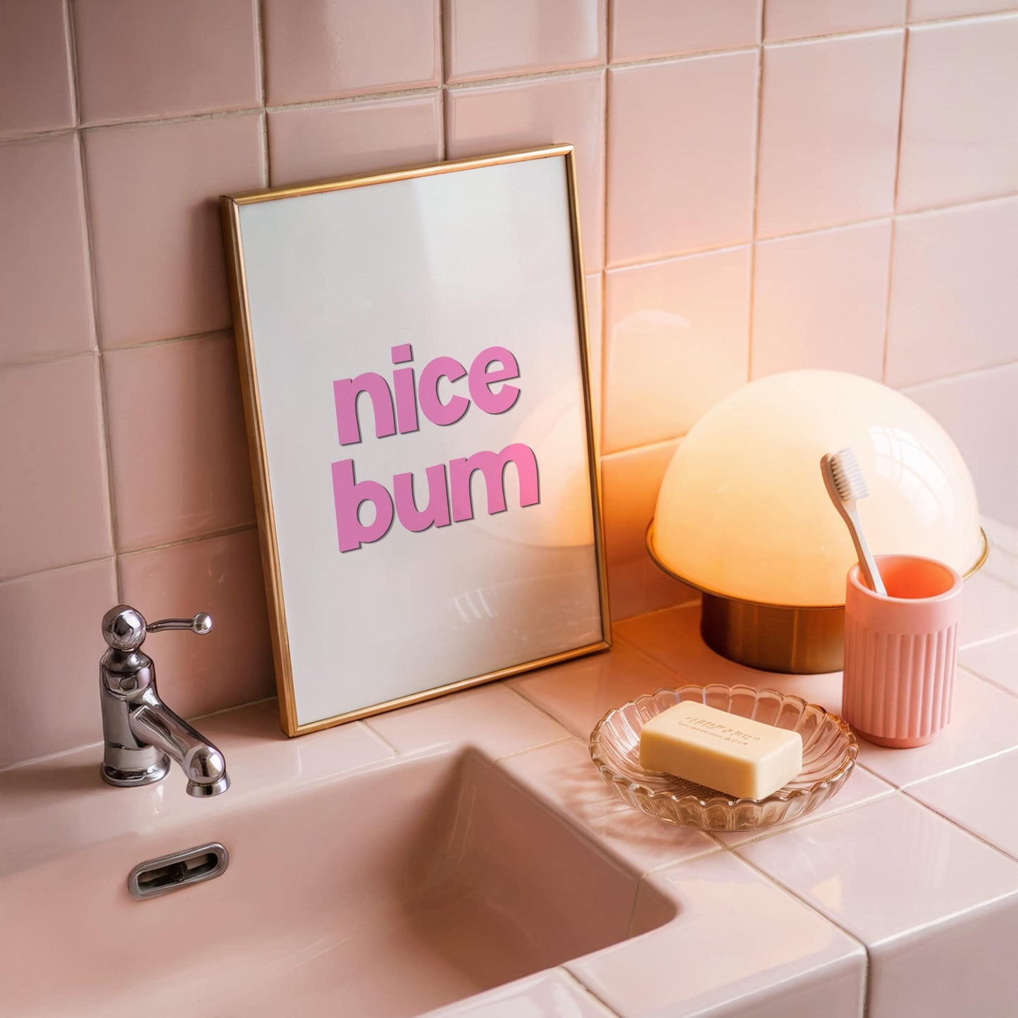 Nice Bum - Pink | Bathroom Print | Digital Download