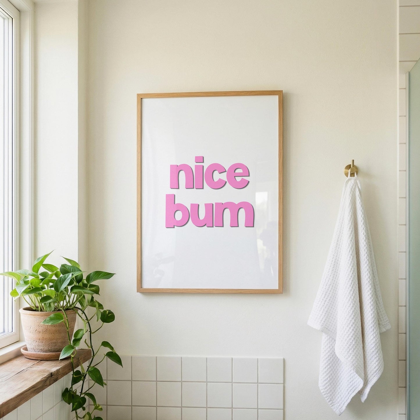Nice Bum - Pink | Bathroom Print | Digital Download