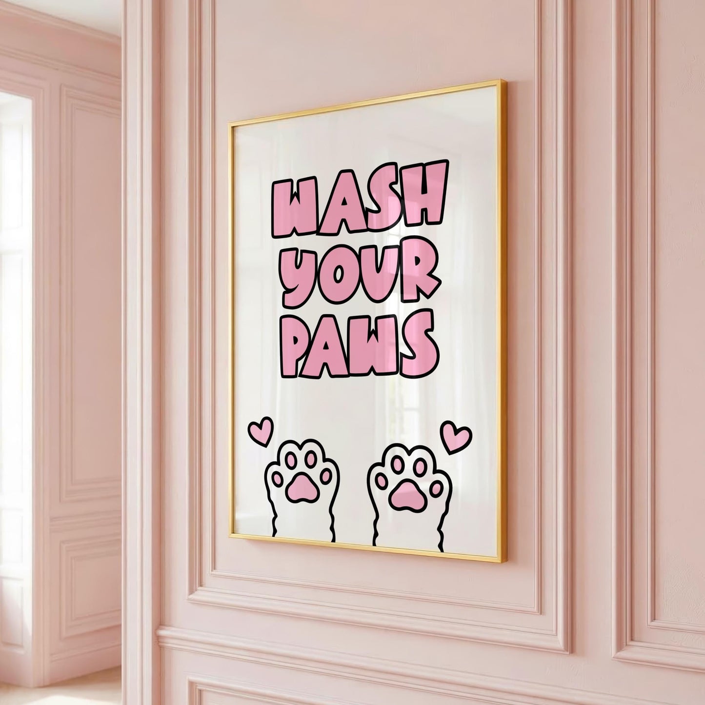 Wash Your Paws - Cat Lover Print - Bathroom - Home Print