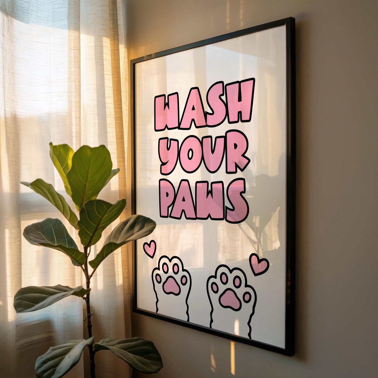Wash Your Paws - Cat Lover Print - Bathroom - Home Print