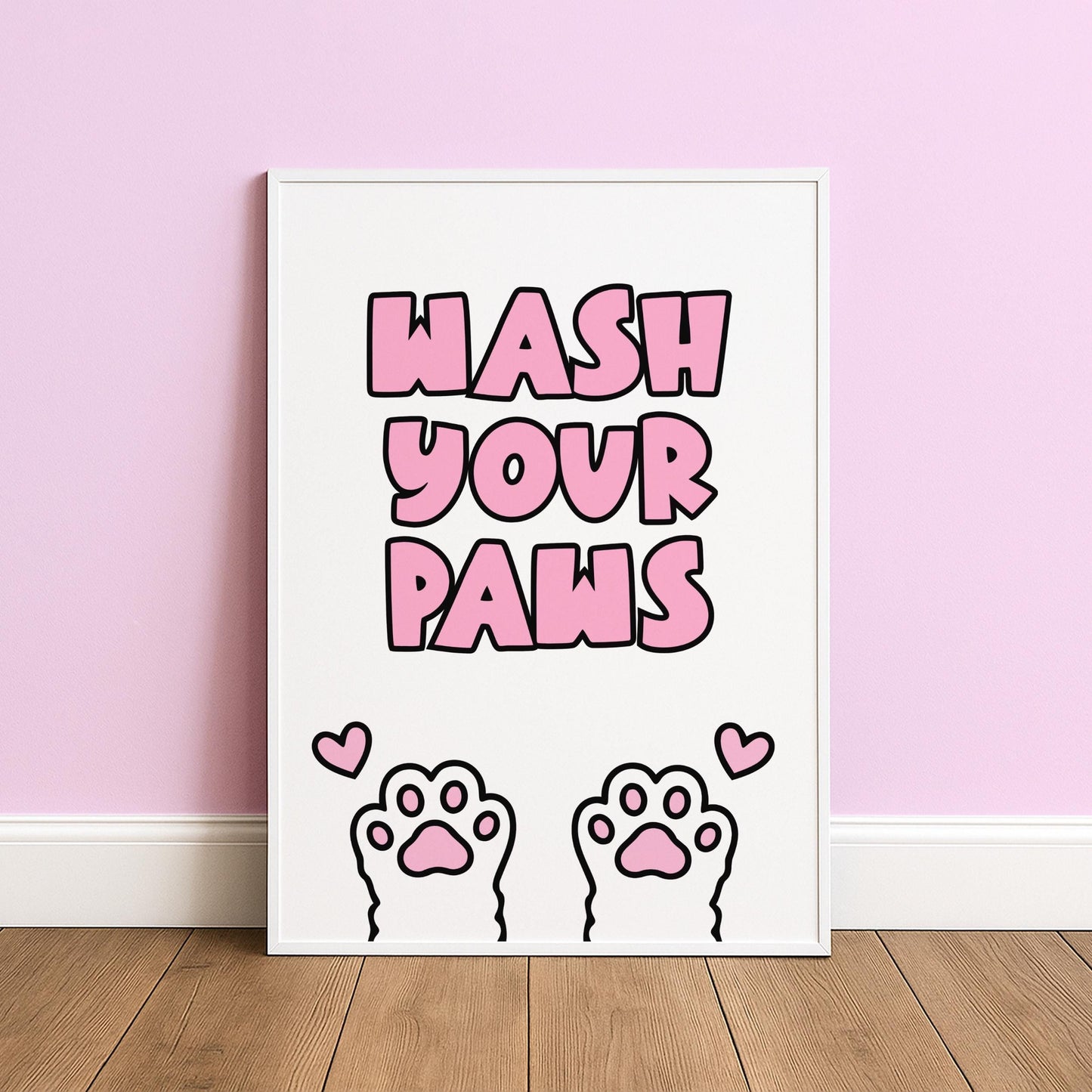 Wash Your Paws - Cat Lover Print - Bathroom - Home Print
