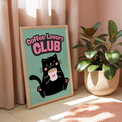 Coffee Lovers Club - Cat Lover Print - Digital Download