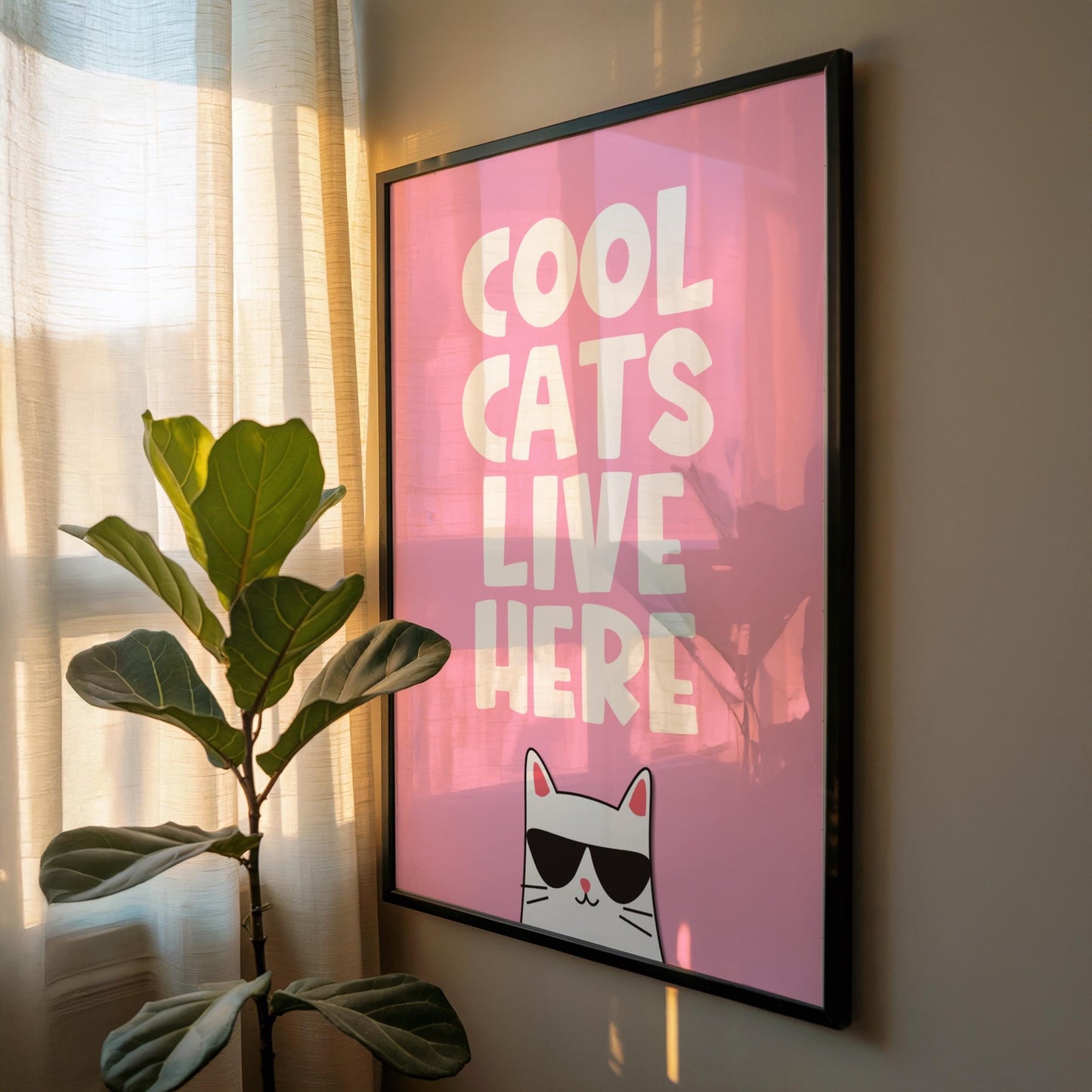 Cool Cats Live Here - Cat Lover Print - Home Print
